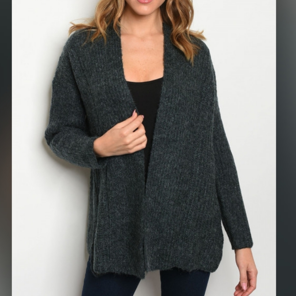 Dark Green Cardigan Sweater
